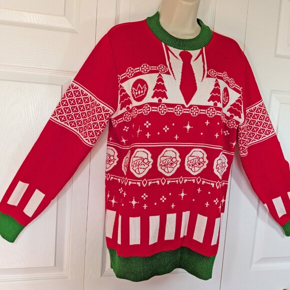 Revolt red/green/white Christmas Ugly Sweater, Sz S, Fits to 38" chest, Unworn - Picture 8 of 12